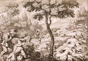 Cony Catching, Hollar Vencel metszete, 1671 alkotó: Francis Barlow