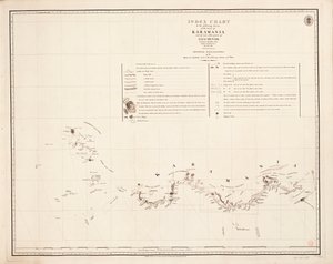A Karamania partjainak következő felméréséhez tartozó mutatótábla alkotó: Francis Beaufort