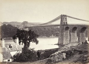Bangor, függőhíd, Anglesey felől (254) alkotó: Francis Bedford