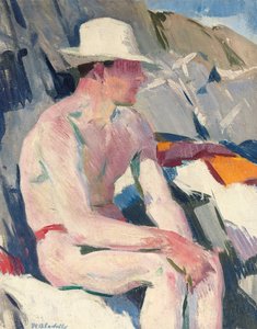 Fürdős fehér kalapban (olaj a panelen) alkotó: Francis Campbell Boileau Cadell