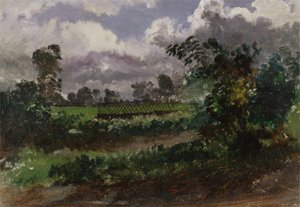 Kilátás a művész kertjére a devonshire-i Exmouth-i házából (olaj, papír, kartonra szerelve) alkotó: Francis Danby