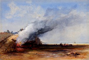 Egy régi csónak égése, 19. század. alkotó: Francis Danby
