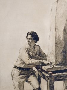 Jacob Epstein (1880-1959) portréja 1909 (szárazpontos metszet sötétbarna tintával)
