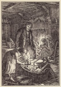 Illusztráció Charles Dickens A tücsök a tűzhelyen című könyvéhez (színes litográfia)