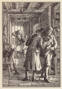 Illusztráció Charles Dickens A tücsök a tűzhelyen című könyvéhez (színes litográfia) alkotó: Francis Donkin Bedford