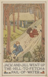Jack és Jill felmentek a hegyre egy vödör vízért (színes lithó) alkotó: Francis Donkin Bedford