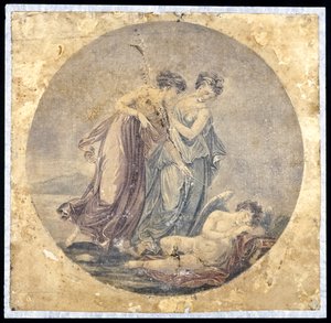 Graces Awakening Cupido, Benjamin West (1738-1820) festménye nyomán 1778-81 (mechanikus festmény)