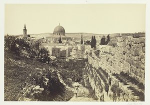 Omar városfala és mecsete, Jeruzsálem, 1857. alkotó: Francis Frith