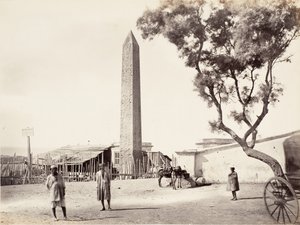 Egyiptomi obeliszk, Kleopátra tűje, Alexandriában, Egyiptomban, kb. 1870.