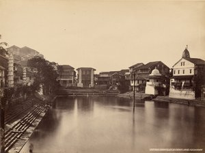 Templomok és víztározó, Walkeshwur alkotó: Francis Frith