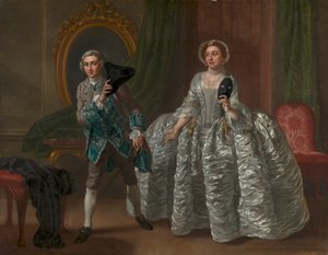 David Garrick és Mrs. Pritchard Benjamin Hoadley "A gyanús férj" című filmjében alkotó: Francis Hayman