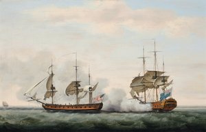 A Kelet-indiai Társaság Bridgewater hajója sikeresen megvédte rakományát Hampden amerikai közlegény támadása ellen, útban St. Helenából Angliába 1779. március 8-án.