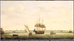 A fregatt „meglepetés” a Great Yarmouth melletti Anchorban, Norfolk, 1775 körül