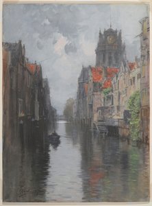 Behind the Groote Kirk, Dordrecht, 1880-as évek (Wc faszén fölött, kartonon)