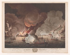 Hajók megsemmisítése Gibraltárnál, 1782. szeptember 14 Az úszó akkumulátorok megsemmisítése Gibraltár előtt, 1782. szeptember 14. (...) (cím a tárgyon)
