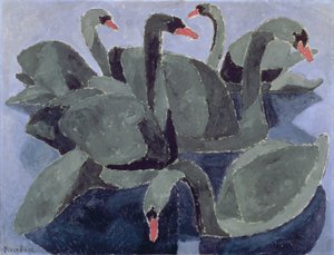 Fekete hattyúk kék alapon, 1909 körül (olaj, vászon) alkotó: Francis Picabia