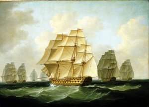 A napóleoni háborúk epizódjai (1803-1815): Richard Strachan vezette üldözés az Ortegal-foknál (Spanyolország), november 4. alkotó: Francis Sartorius