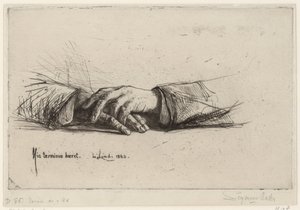Rustende handen kezét összekulcsolva rézkarc tanulmányok (sorozat címe) alkotó: Francis Seymour Haden (Sir)