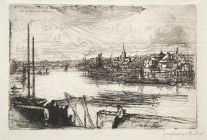 Battersea Reach, 1843. alkotó: Francis Seymour Haden