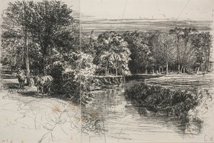 Dundrum folyó és a két szamár, 1863. alkotó: Francis Seymour Haden