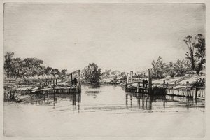 Egham Lock. alkotó: Francis Seymour Haden