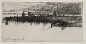 Kis Calais-móló, 1865, hajnali 3, 1865. alkotó: Francis Seymour Haden