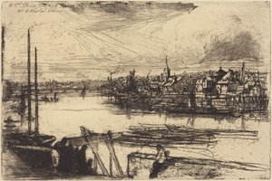 Régi Chelsea, Whistler ablakából (Battersea Reach) alkotó: Francis Seymour Haden