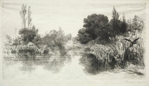 Shere Mill Pond (a nagyobb tányér) alkotó: Francis Seymour Haden