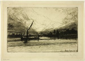 Naplemente a Temzén alkotó: Francis Seymour Haden