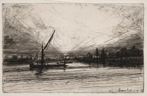 Naplemente a Temzén, 1862. alkotó: Francis Seymour Haden