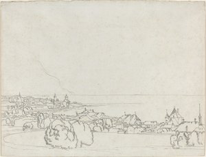 Vevey kilátása a La Tour de Peilzzel a távolban alkotó: Francis Towne
