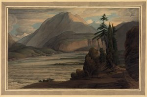 A Grisons völgyében, 1781 (toll és tinta, mosás papíron) alkotó: Francis Towne