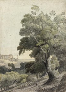 Tivoli, Róma bemutatása a távolban, 1781 körül alkotó: Francis Towne