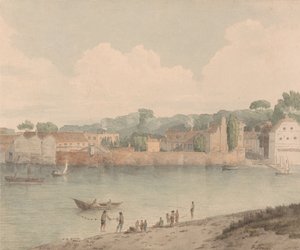 Vauxhall lépcső, a Millbank felől, 1797. július 5. alkotó: Francis Towne