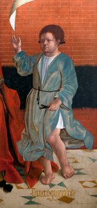 Szent Cir - részlet a Kegyelmes Szűzanya, Szent Júlia és Szent Cyr festménye, Francisco Henriques (flamand festő, aktív 1506 és 1518 között), olaj, fa, 1508-1512 körül, Szent Francois de Evora oldalkápolnájából (St. Cyr, részlet, Francisco alkotó: Francisco (attr.to) Henriques
