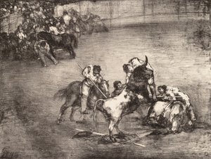 Bika által elkapott picador, a „Bulls of Bordeaux”-ból, 1825., 1825. alkotó: Francisco de Goya