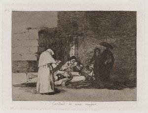 Egy nő jótékonykodása (A Woman alkotó: Francisco de Goya