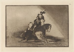 Carlos V. Spearing a Bull in the Plaza de Valladolid (Charles V. Spearing a Bull in the Ring at Valladolid), La tauromaquia 10. tábla alkotó: Francisco de Goya