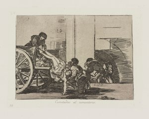 Autóutak a temetőbe. (Szekerek a temetőbe.), pl. 64 A háború katasztrófái című sorozatból alkotó: Francisco de Goya