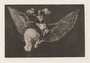 A Flying Folly, más néven Mondd el a barátot, aki szárnyaival letakar, és csőrével megharap, a Los disparates (A közmondások) sorozatból alkotó: Francisco de Goya
