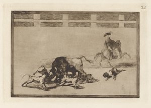 Echan perros al toro (Ellazultak a kutyák a bikán), 25. tábla a La tauromaquiától alkotó: Francisco de Goya