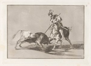 El Cid Campeador egy másik bikát lándzsázva (The Cid Campeador Spearing Another Bull), La tauromaquia 11. táblája alkotó: Francisco de Goya
