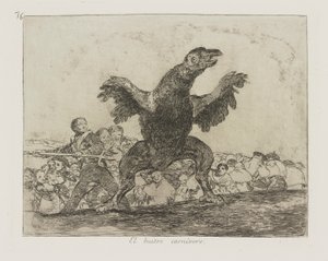 A húsevő keselyű. (A húsevő keselyű.), pl. 76. A háború katasztrófái című sorozatból alkotó: Francisco de Goya