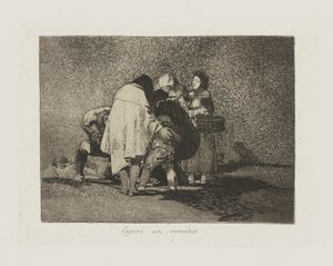 Espir? bűn remedio. (Nem volt mit tenni, és meghalt.), pl. 53 a Los desastres de la guerra (A háború katasztrófái) sorozatból alkotó: Francisco de Goya