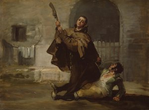 Friar Pedro Clubs El Maragato a pisztolyfenével, c. 1806. alkotó: Francisco de Goya