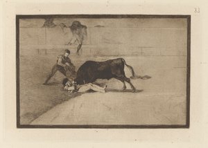 Pepe Illo szerencsétlen halála a gyűrűben Madridban (Pepe Illo szerencsétlen halála a gyűrűben Madridban), 33. tábla a La tauromaquia-ból alkotó: Francisco de Goya