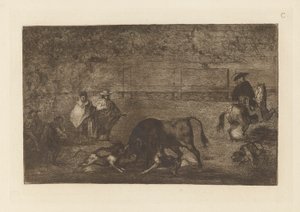 The Dogs Let Loose on the Bull, C tábla a La tauromaquiától (harmadik kiadás) alkotó: Francisco de Goya