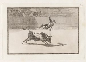 Juanito Apinani könnyedsége és merészsége [a gyűrűben] Madridban, a La Tauromaquia 20. táblája alkotó: Francisco de Goya