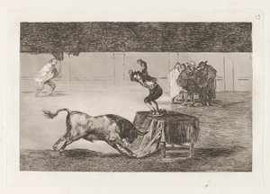 Egy másik őrültsége ugyanazon a téren (Another Madness of his in the Same Ring), 19. tábla a La tauromaquia-ból alkotó: Francisco de Goya
