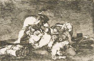 10. tábla a The Disasters of War-ból The Disasters of War: Ezeket sem. Nem is..., 1810. alkotó: Francisco de Goya